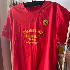 Puma Ferrari Authentic Fernando Alonso Racing Team T-Shirt, sz XXL, Red & Yellow